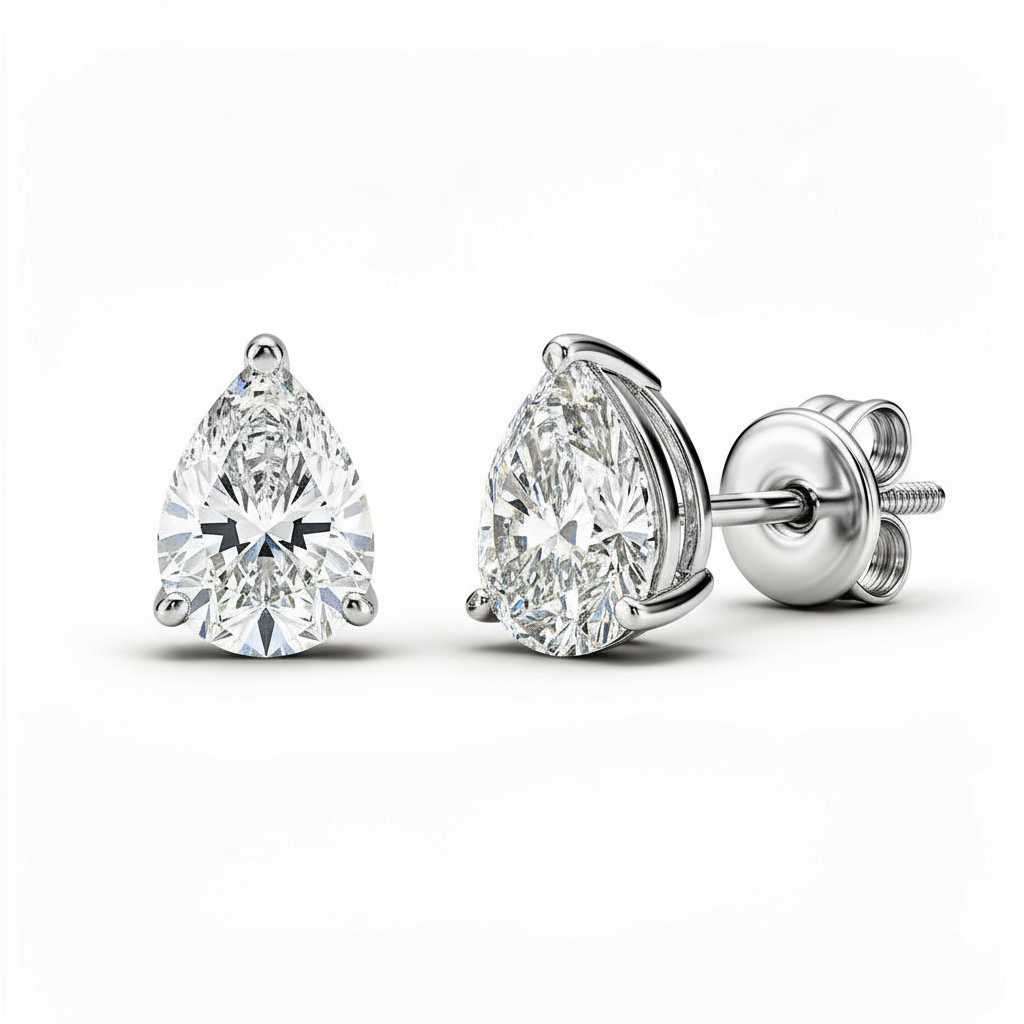 Pear Lab Diamond Stud Earrings - View 3