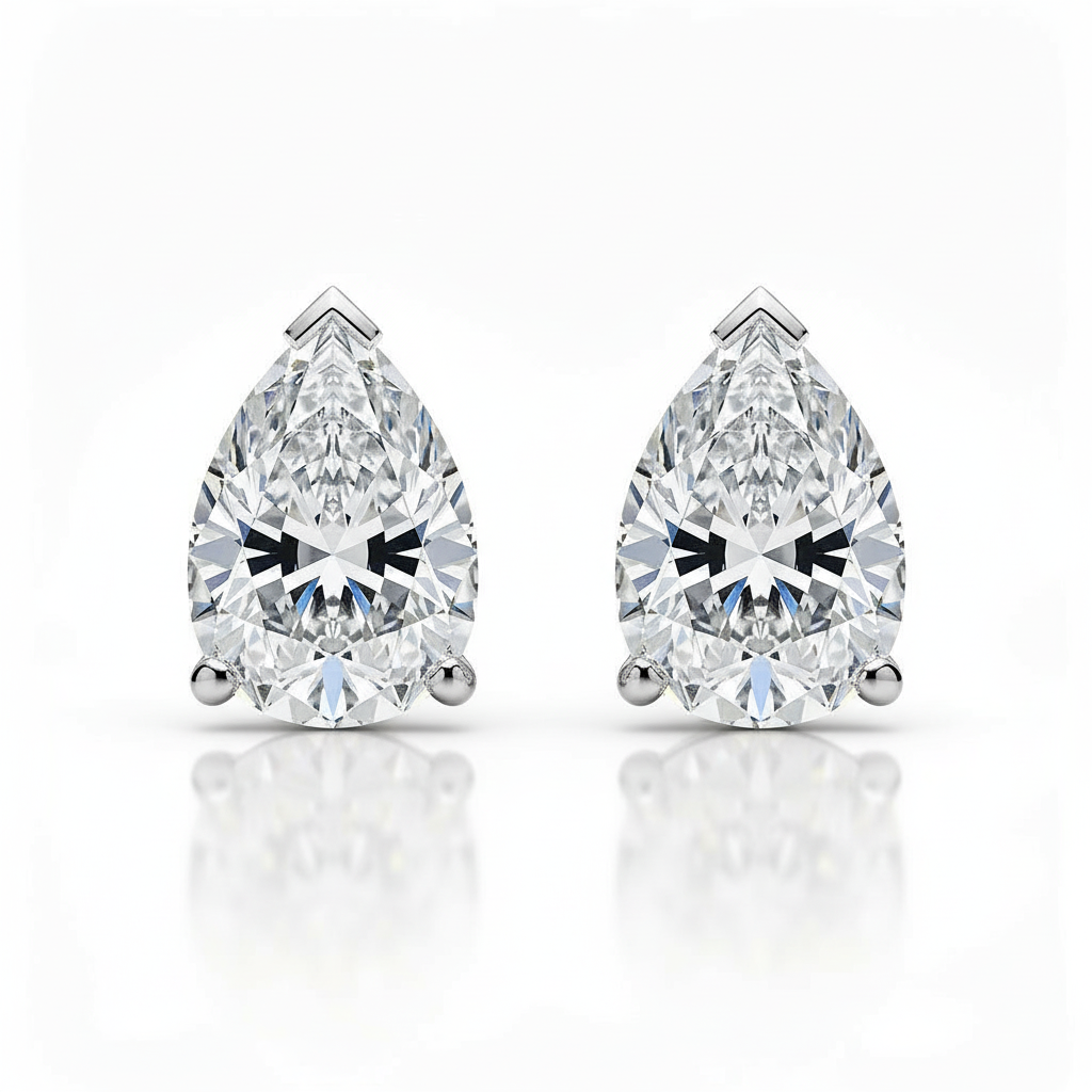 Pear Lab Diamond Stud Earrings - View 1