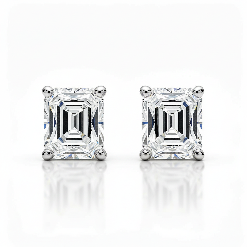 Radiant Lab Diamond Stud Earrings - View 1