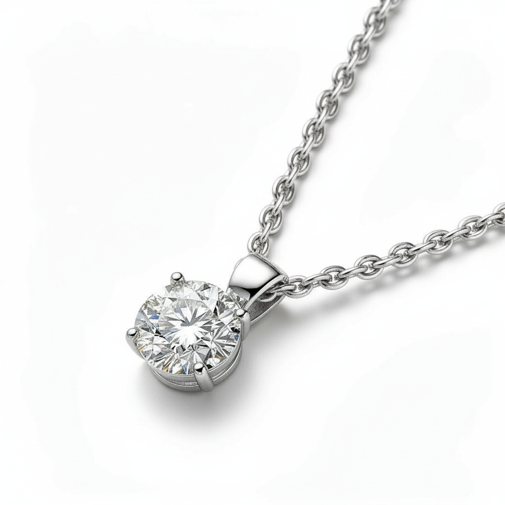 Round Lab Diamond Pendant - View 2