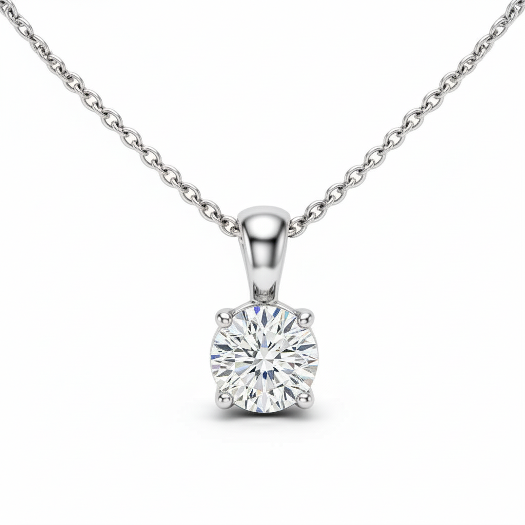 Round Lab Diamond Pendant - View 3