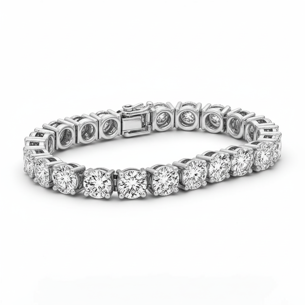 Lab Diamond Tennis Bracelet - 14K White Gold - View 1